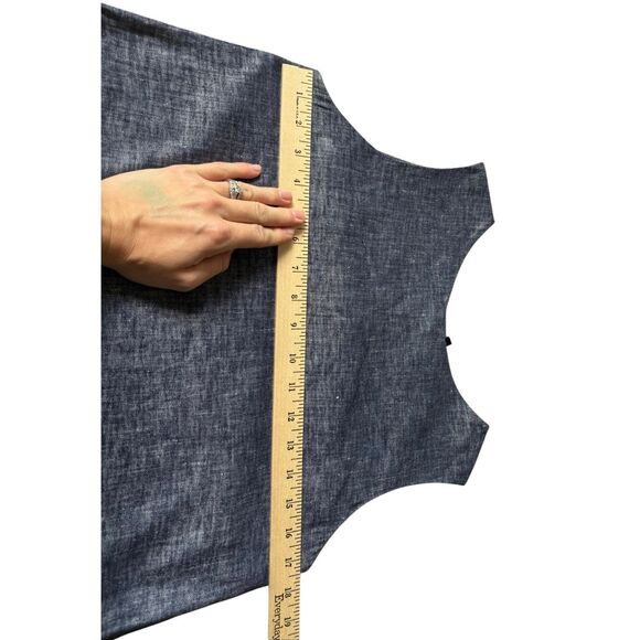 Theory Narlica Sleeveless Linen Blend Chambray Shift Dress size 2 Deep Denim $34 - Picture 7 of 11